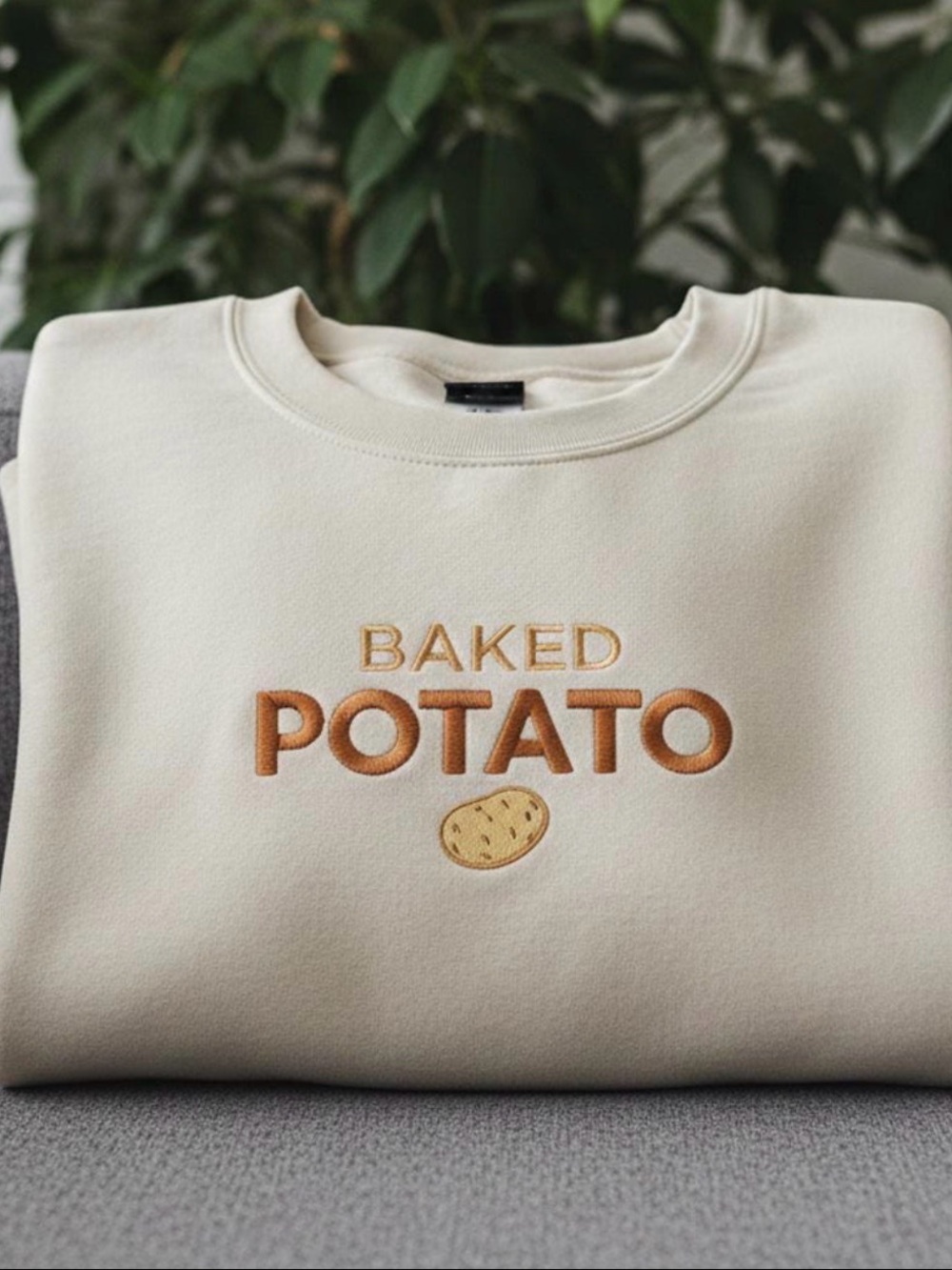 Baked Potato Cream Crewneck Sweater